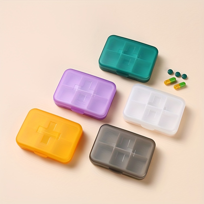 1pc Green Medicine Storage Box, 6-compartment Pill Organizer