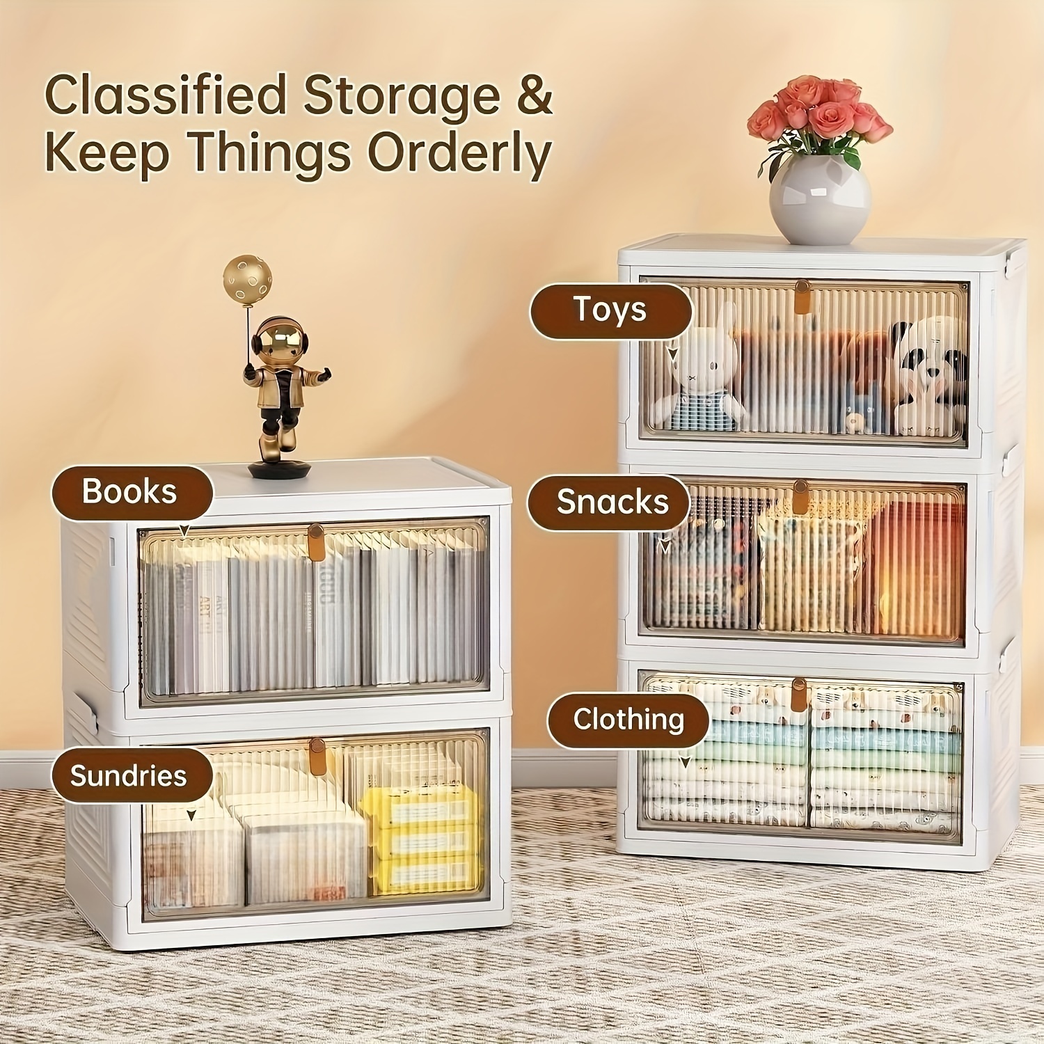 1pc Portable 3-tier Storage Rack With Piglet-shaped Cart, Snacks