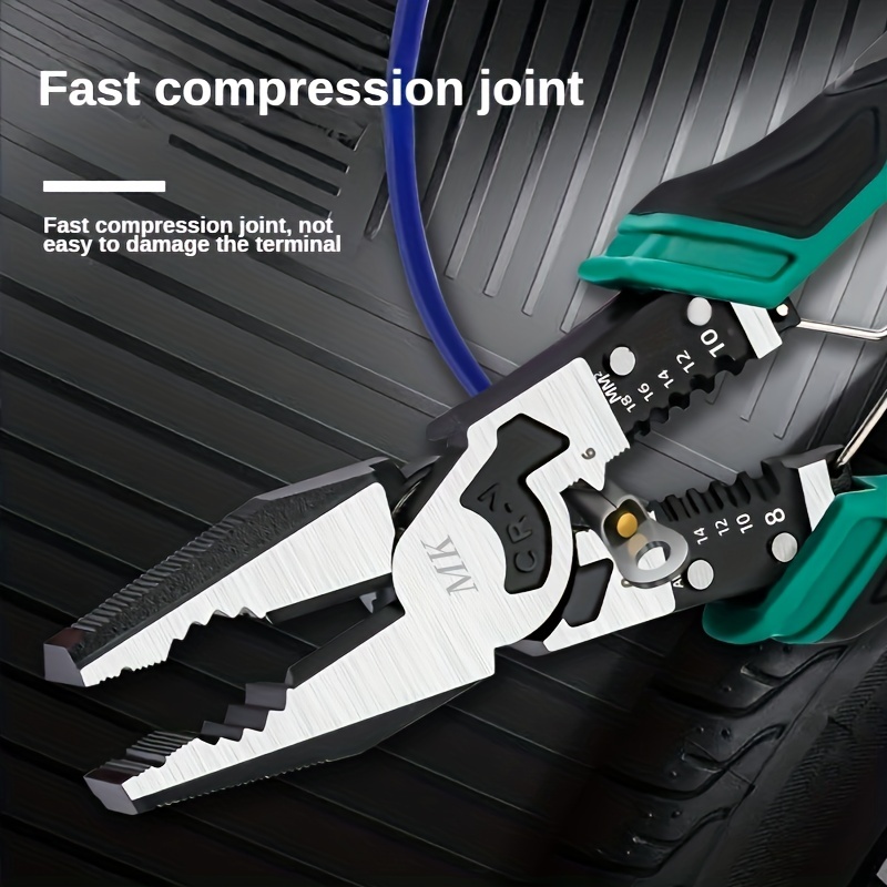 1pc 8 inch Nine in one Multifunctional Pliers Wire Stripping Pliers Labor saving Shear Oblique Pliers Industrial Grade Wire Pliers Vise For Electrician Construction Repair