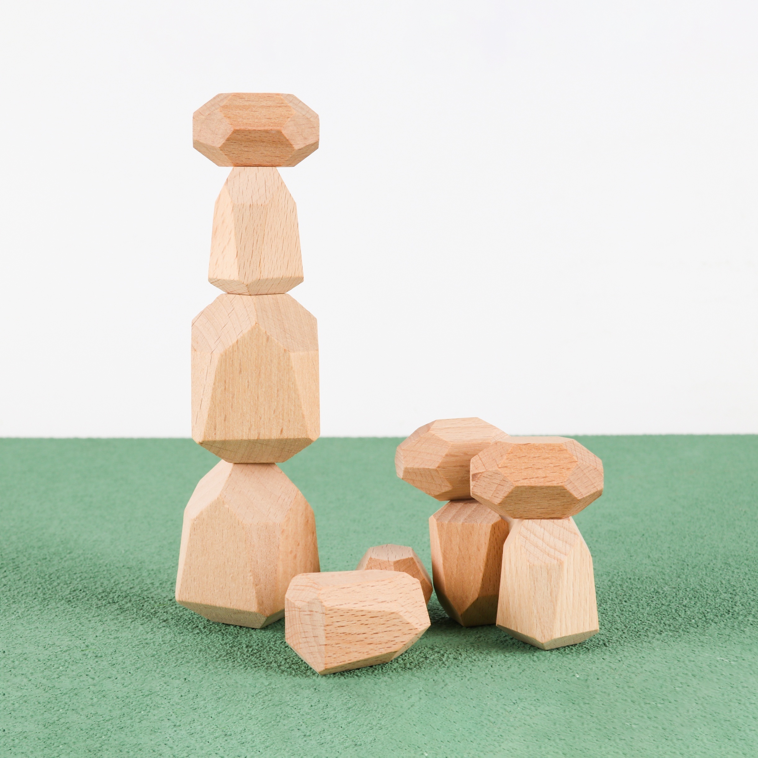 Set of wooden stacking rocks 36 pcs,wooden rock blocks - With Wooden Love