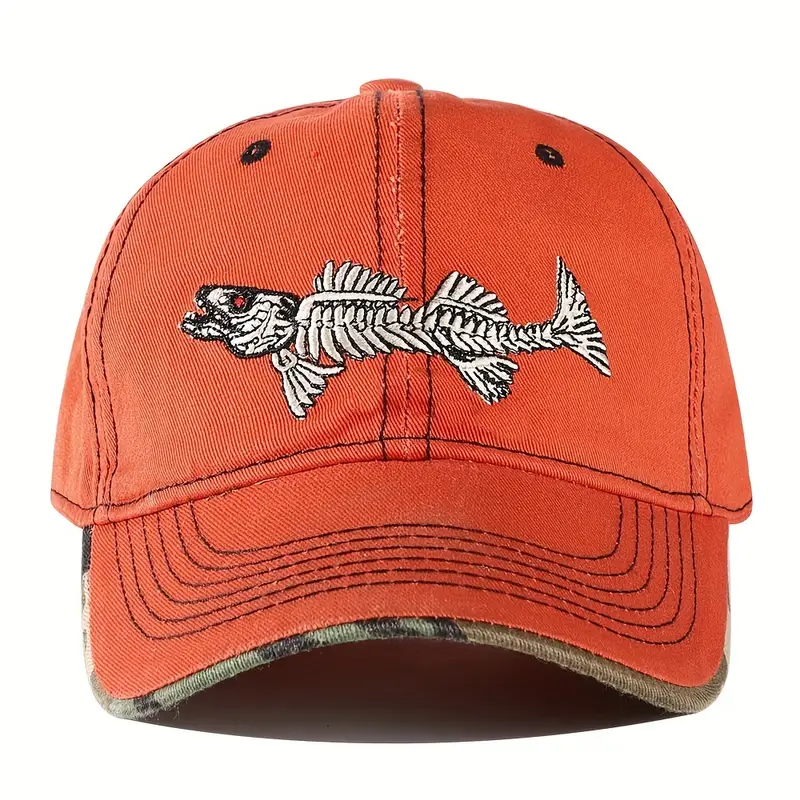 New Mens Firm Hat 3d Fishbone Embroidered Baseball Outdoor Mens Fishing Hat  Wide Brim Fishing Hiking Climbing Hunting Hat Unisex Breathable Four  Seasons Commuter Style Outdoor Activities Sun Hat Cowboy Hat Dad