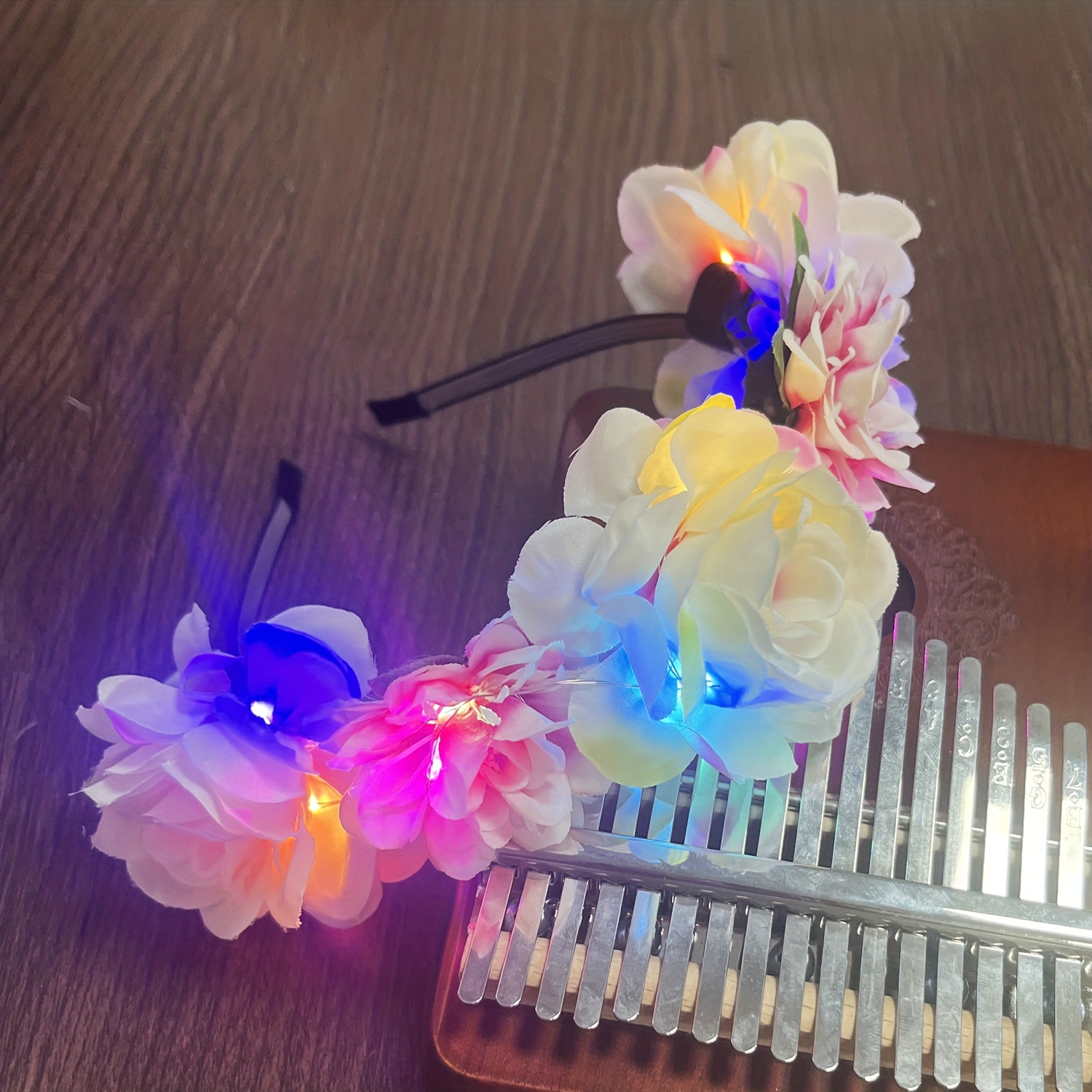 5PCS Guirlande De Plumes Lumineuses Couronne Bandeau LED Serre-tête  Accessoires de Cheveux Fête Mariage (Coloré)