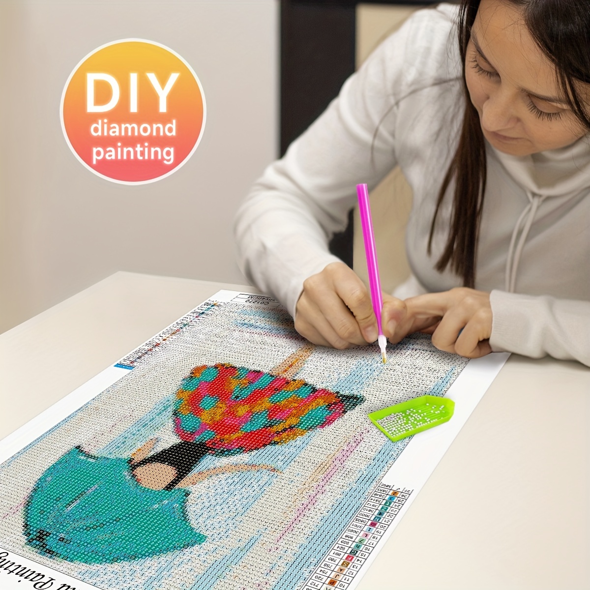 1pc 5d Diy Diamond Painting Kits For Adults Kids Umbrella Girl Embroidery  Cross Stitch Crystal Rhinestone Paintings Pictures Arts 30x40cm 11 8x15 7in, Free Shipping, Free Returns