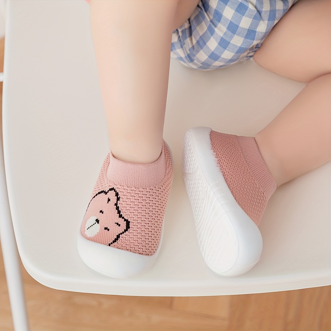 Adorable Bear Design Slip-On Sneakers for Babies & Toddlers - Lightweight, Breathable Mesh Fabric with Rubber Sole, Soft & Comfortable Low-Top Shoes for Boys & Girls, Baby Walking Shoes | Breathable Toddler Socks | Rubber Sole Shoes, Toddler Shoes