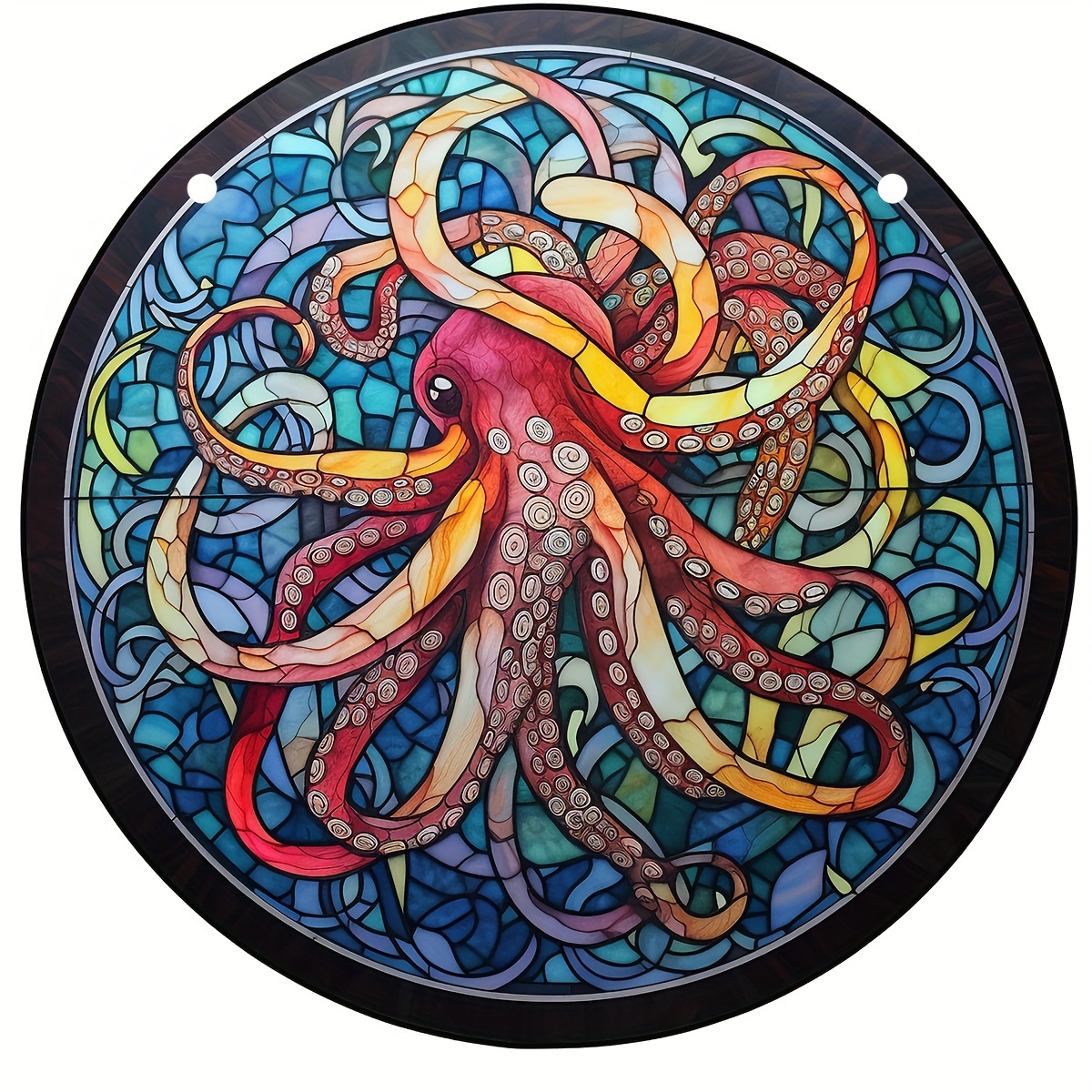 1pc, Octopus Suncatcher, Fenêtre En Vitrail Coloré, Panneau
