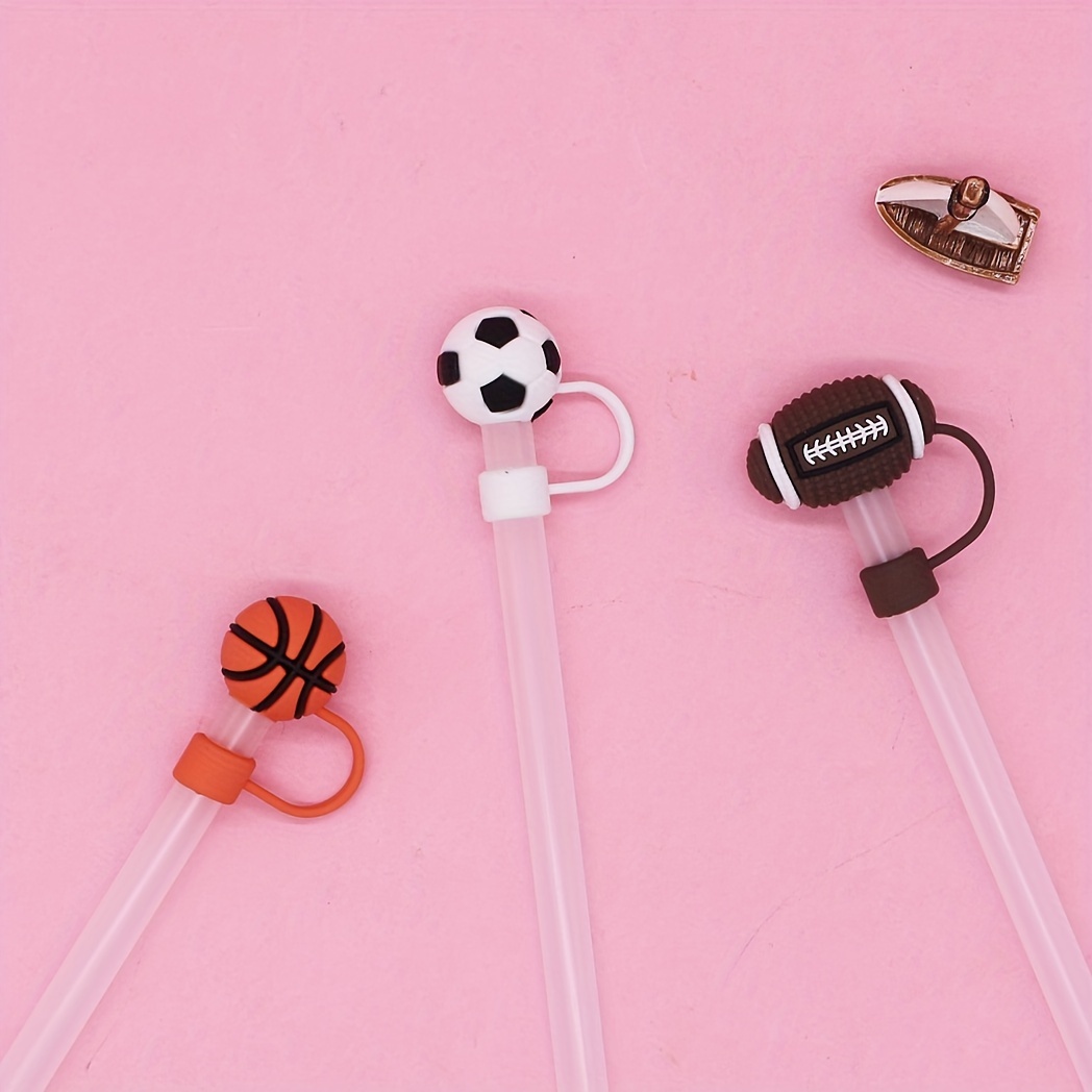 Straw Tips Cover Reusable Straw Toppers Sports Ball Silicone - Temu