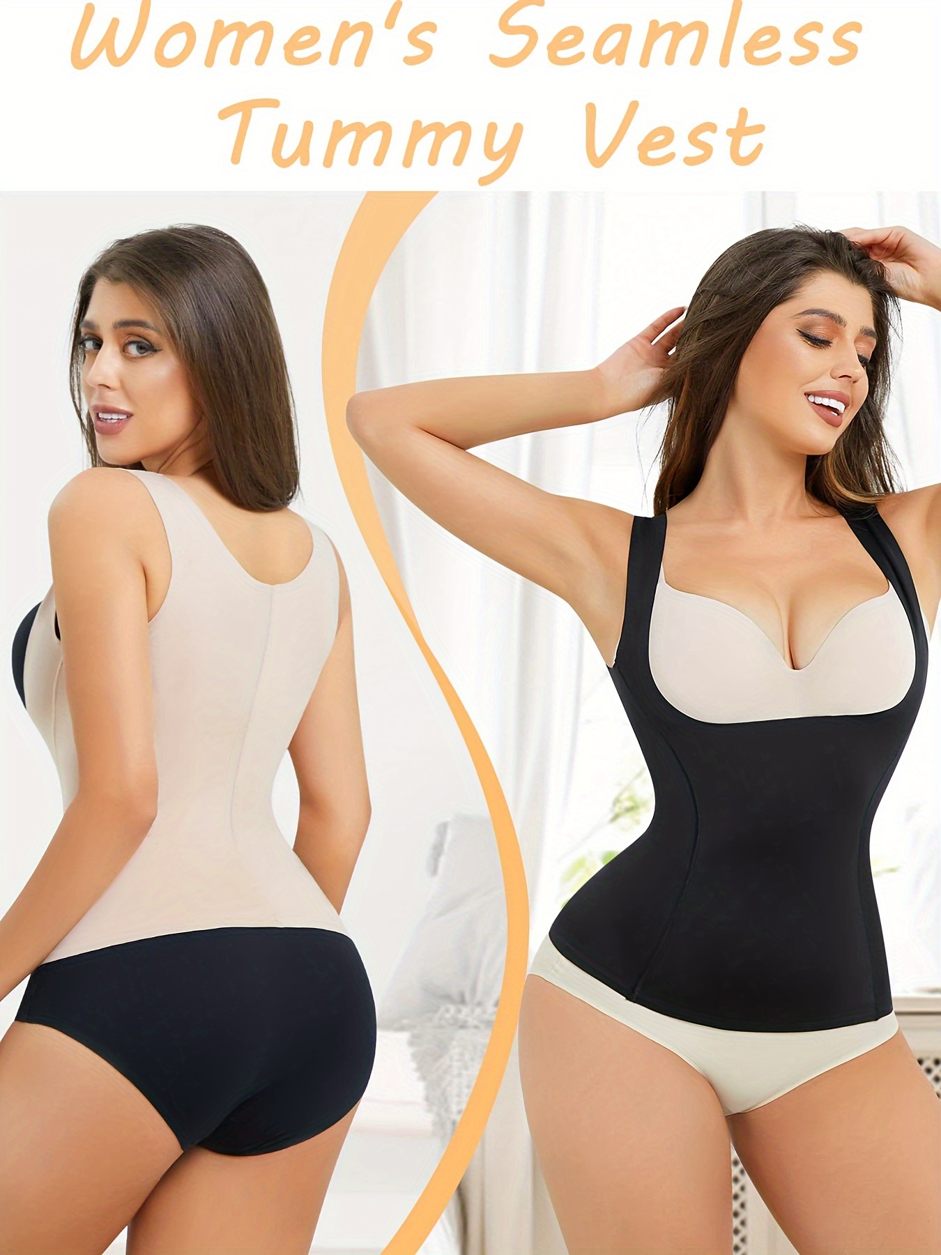 Women Slimming Tank Vest Seamless U-Shaped Corset Tummy Control Body  Shaping Top
