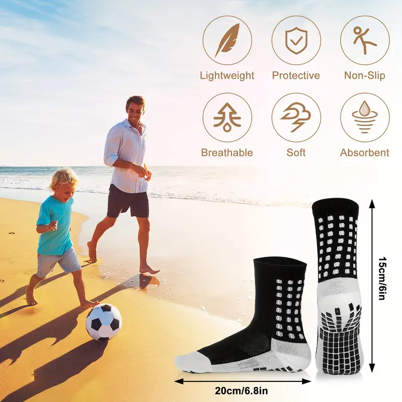 4 pairs mens sports grip socks soccer socks non slip socks with grip pads for football basketball details 5