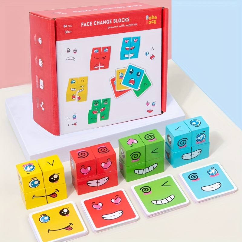 Cube changeant de visage, peinture à base d'eau Grimace Puzzle  d'entraînement à la pensée logique jeu de société parent-enfant jouets pour  enfants 