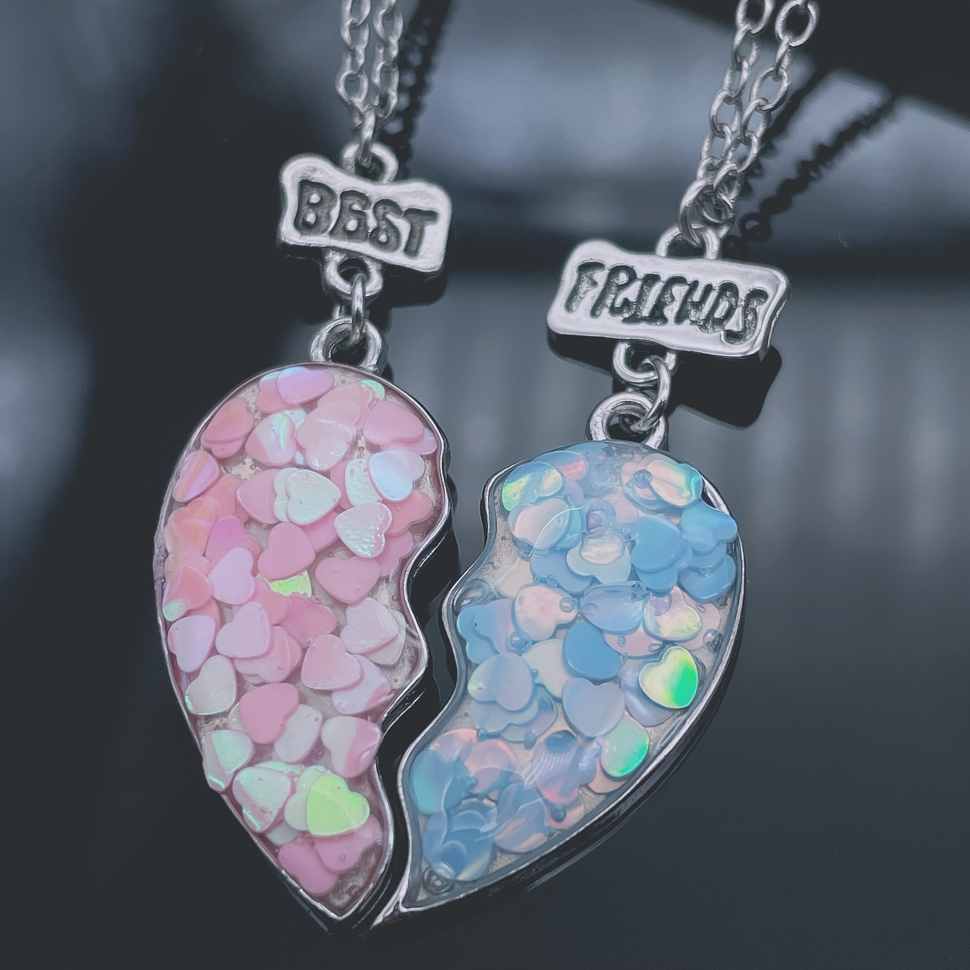 2 Uds. Collares Delicados Lentejuelas Love Best Friends Temu Chile