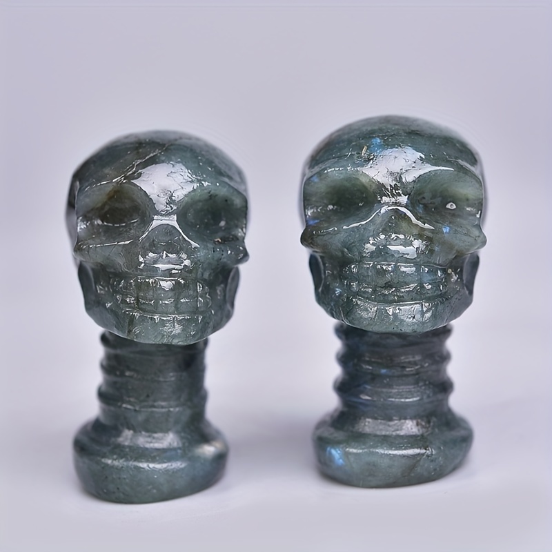 Labradorite Skeleton Head Carving Energy Meditation