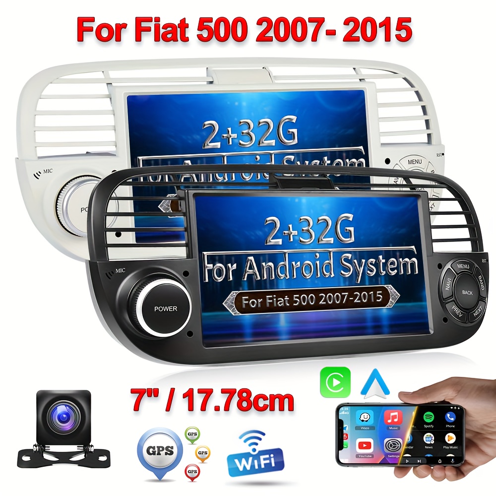 Autoradio For FIAT 500 CarPlay Android 13 Multimedia 2007 - 2015 WITSON 7  Car Radio Stereo GPS Player DSP RDS FM WIFI Bluetooth
