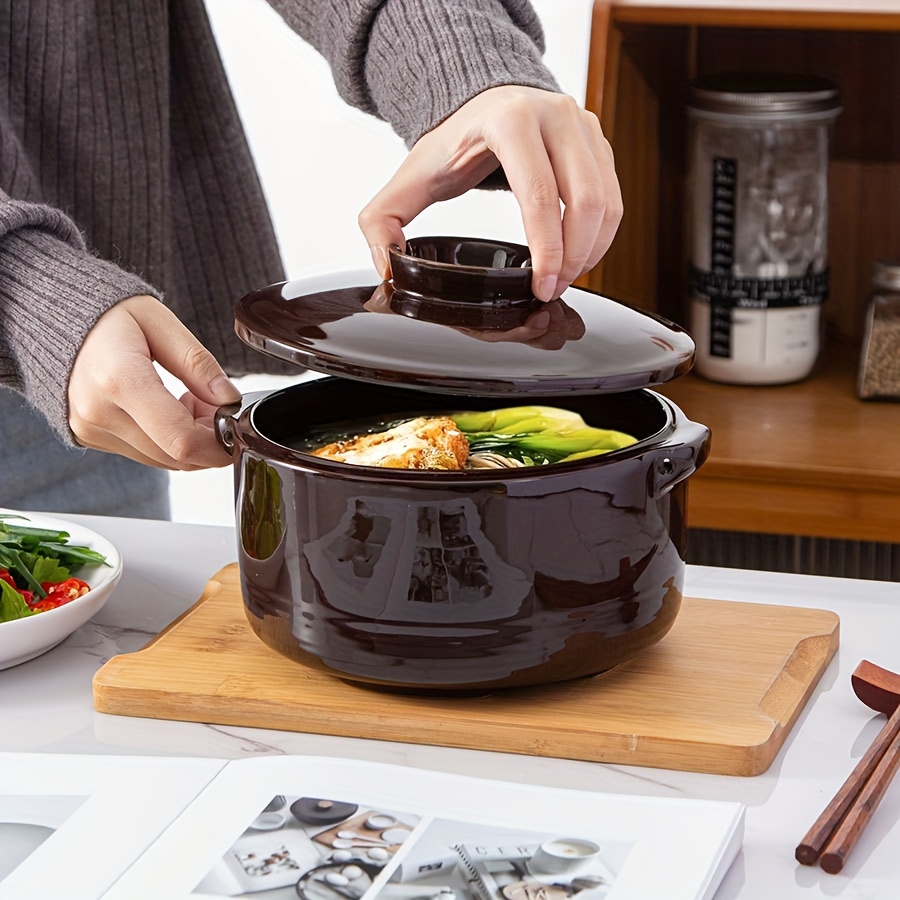 Casseroles Ceramic, Deep Cooking Pot With Glass Lid, Ceramic Heat Resistant Soup  Pot, Cookware - Temu