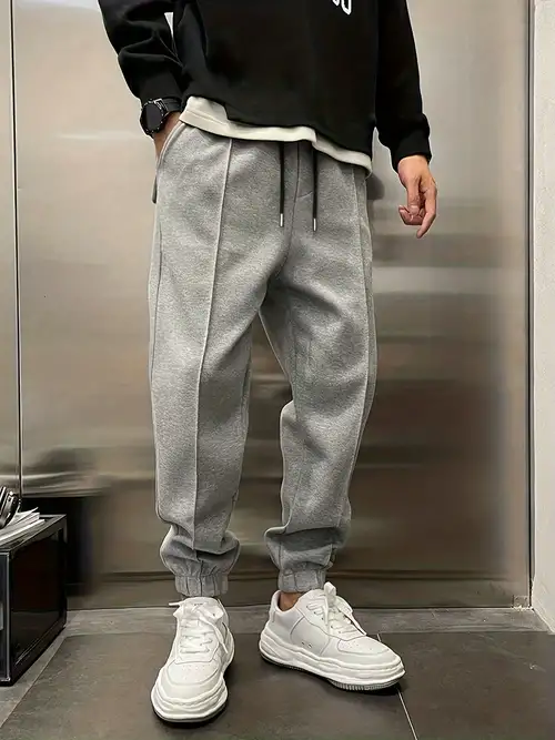 Sweatpants for Men Big and Tall Fleece Cargo Joggers Loose Drawstring Sweat  Pants Athletic Relaxed Fit Elastic Waist Trousers