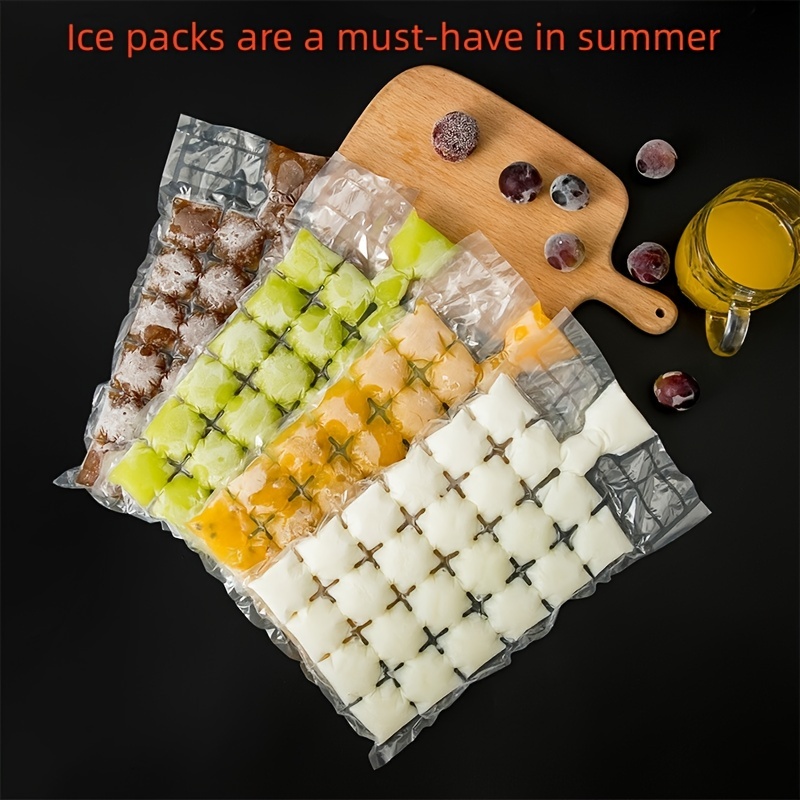 Disposable Ice Cube Bags Ice Cube Mold Trays Ice Cube Trays Self-Seal  Freezing Maker Cold Ice Pack Cooler Bag for Cocktail Drink