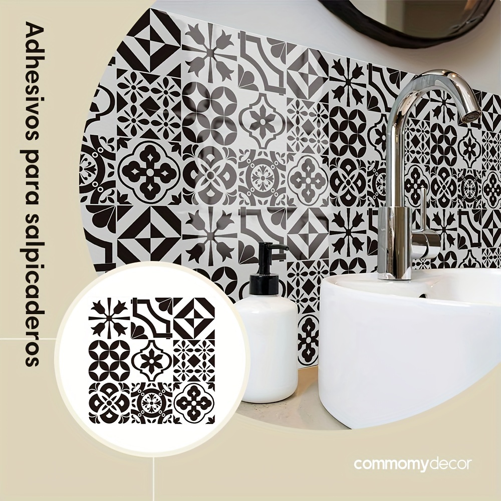 Baldosas de vinilo autoadhesivas de mármol oscuro, suelos de baldosas de  vinilo negro, paneles de pared de vinilo blanco, baldosas de vinilo  abstractas para baño -  México