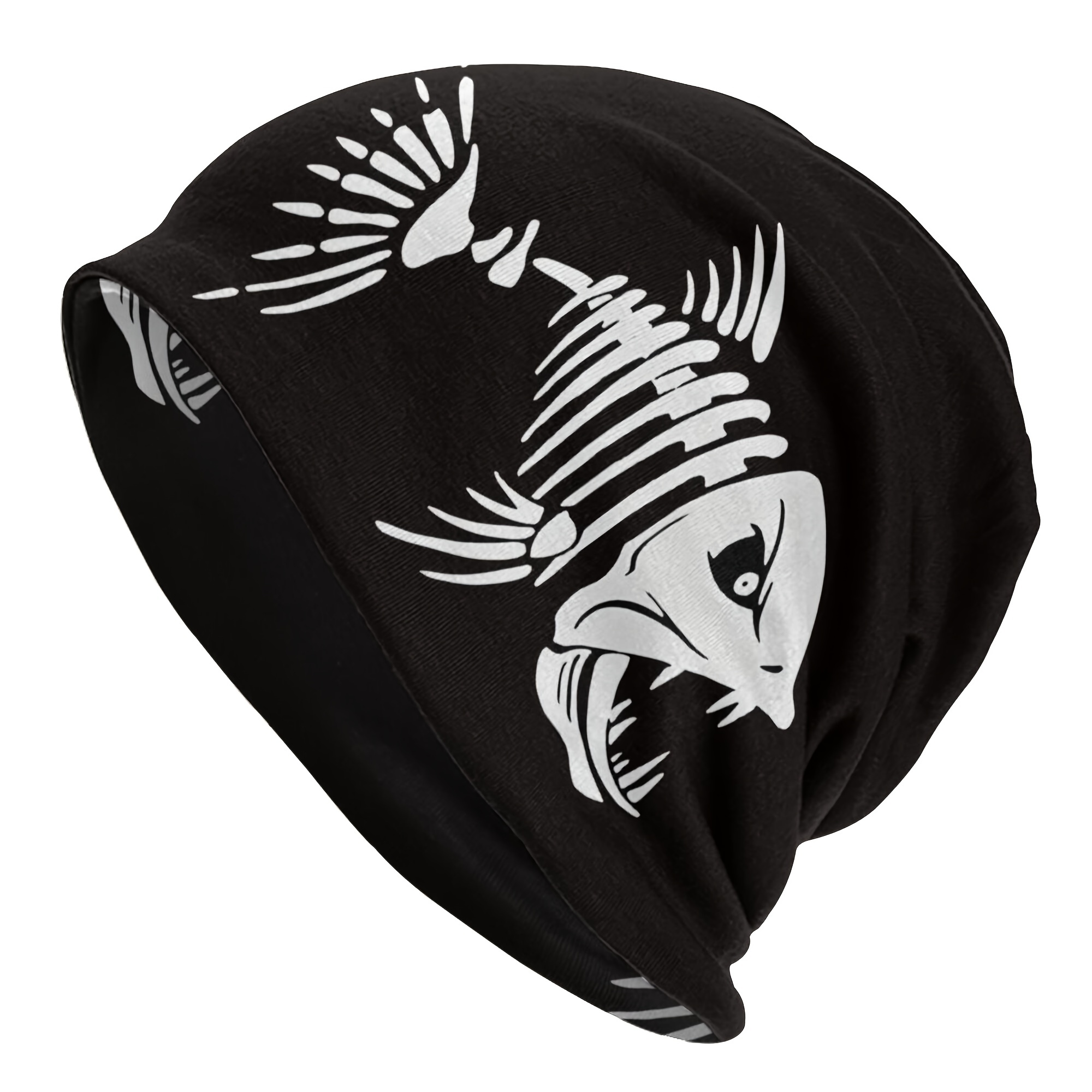 Fish Print 1pc Hunter Hat Men's Thin Skullies Beanies Outdoor Warm Hat For