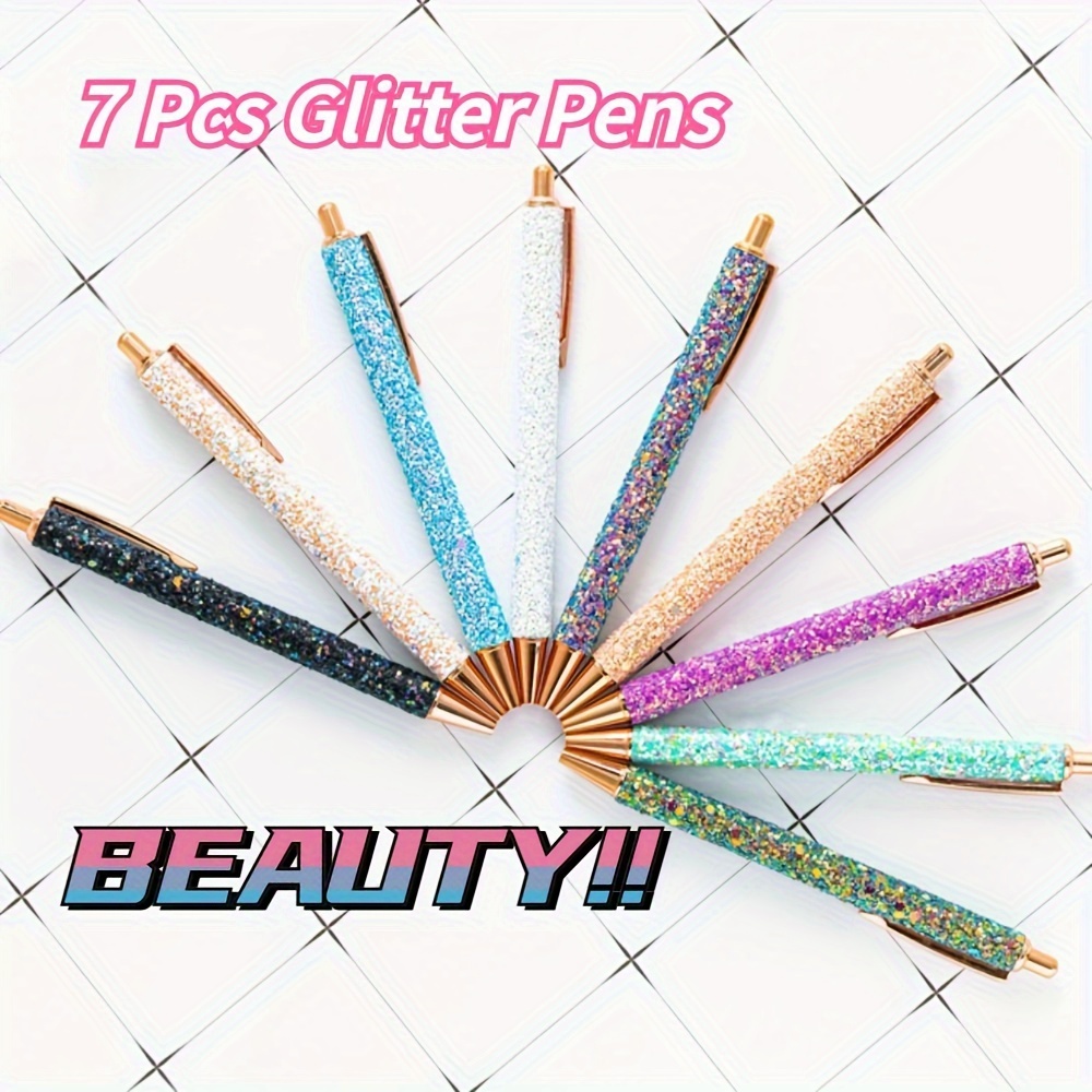 

7pcs Pens For Cute Pens Sparkly Glitter Pens, Pretty Pen Gifts Journaling Pens For Office School Christmas Appreciation Gifts (multicolor)