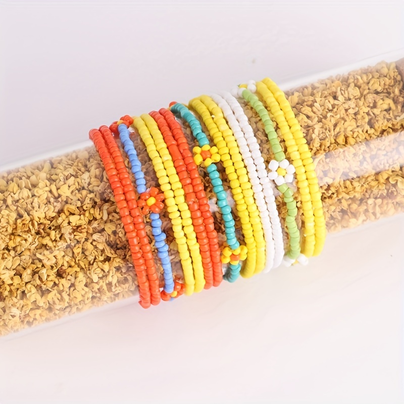1pc Bohemian Style 6mm Colorful Soft Clay Beads String Bracelet With Gold  Spacer Beads, Adjustable