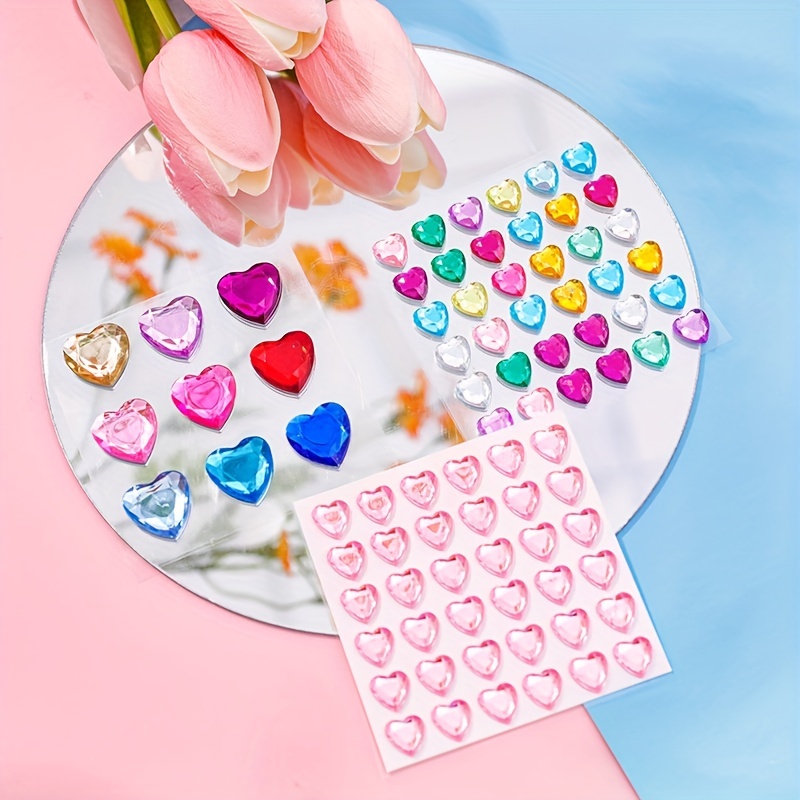 Artificial Diamond Shiny Heart shaped Diy Stickers For - Temu