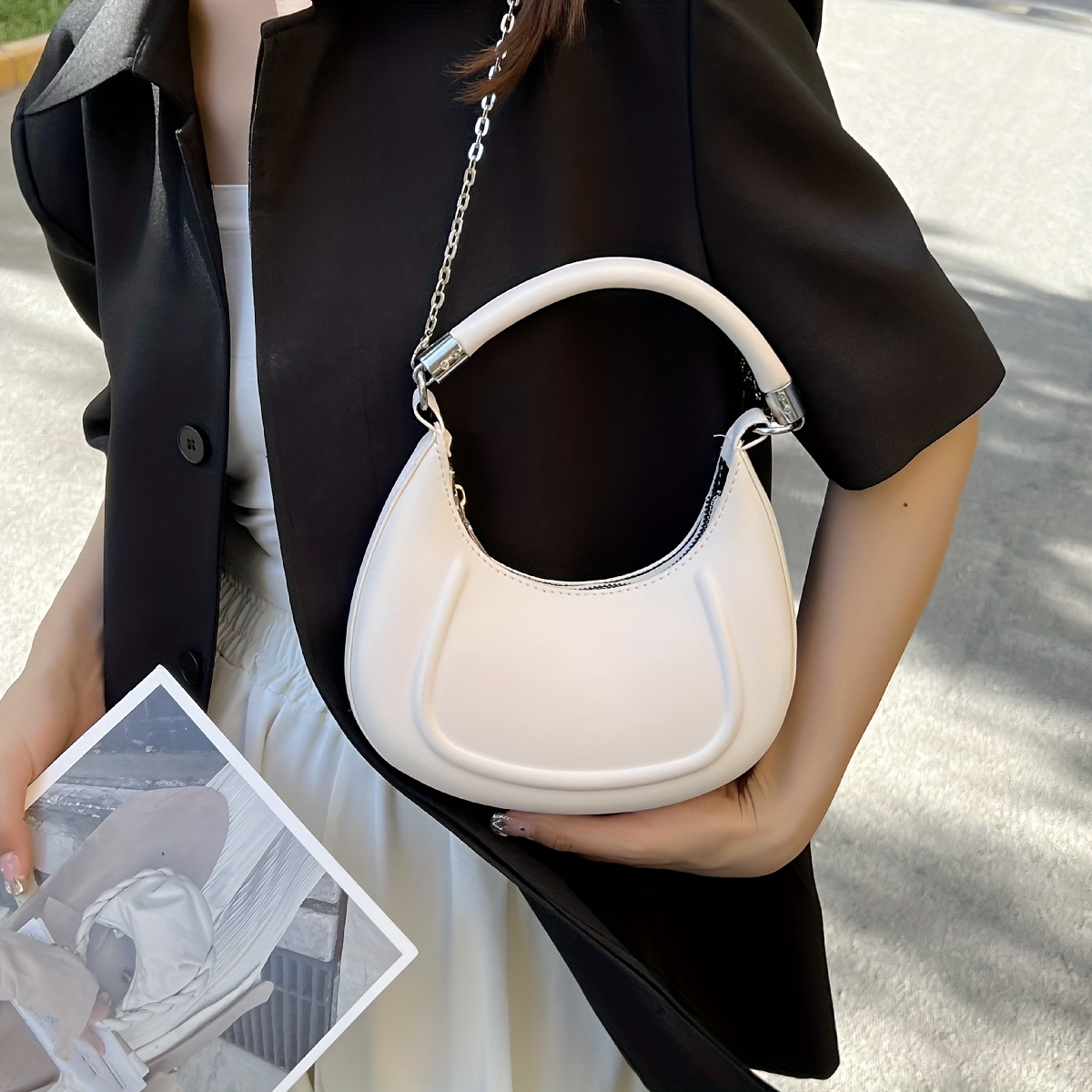 Zooler Leather Hobo Bag, Fashion Solid Color Handbag, Women's Daily  Crossbody Bag - Temu