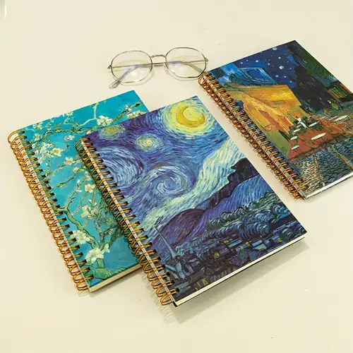A5 Hard Surface Coil Book World Famous Painting Starry Sky - Temu