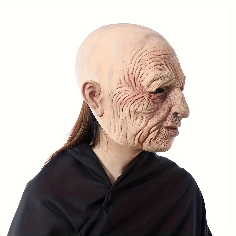 US Cosplay Bald Old Man Creepy Wrinkle Face Mask Halloween Party