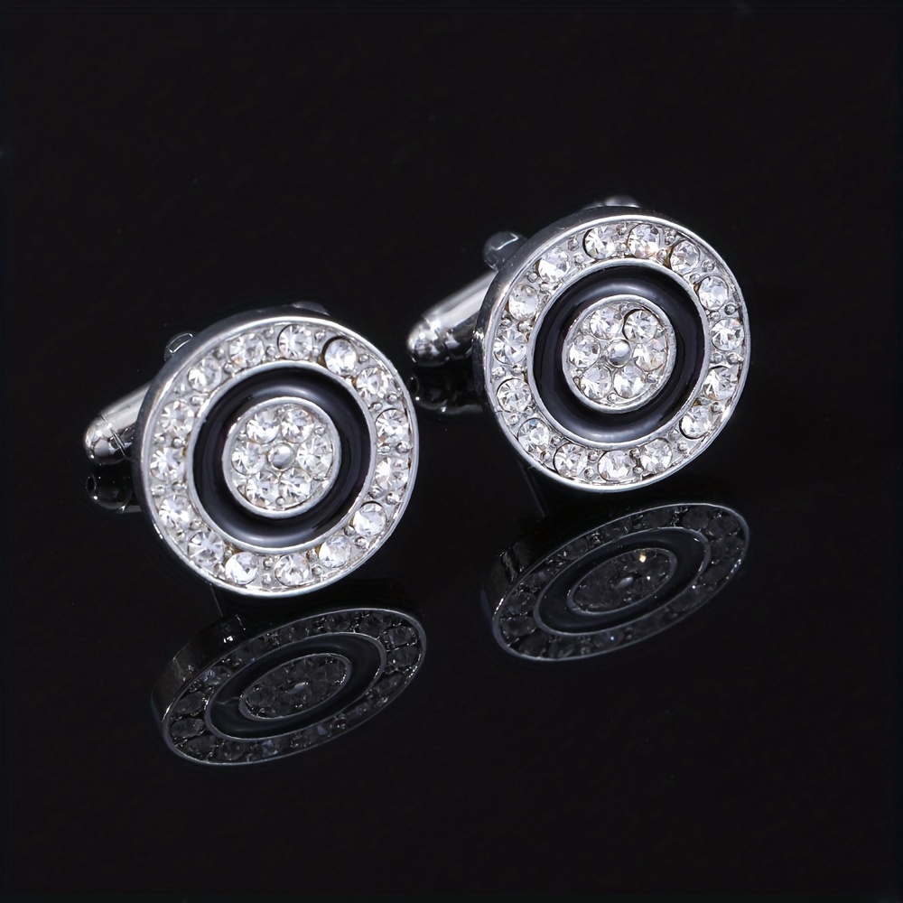 Rhinestone Round Cufflinks Suit Button Cufflinks Sleeves Shirt Studs