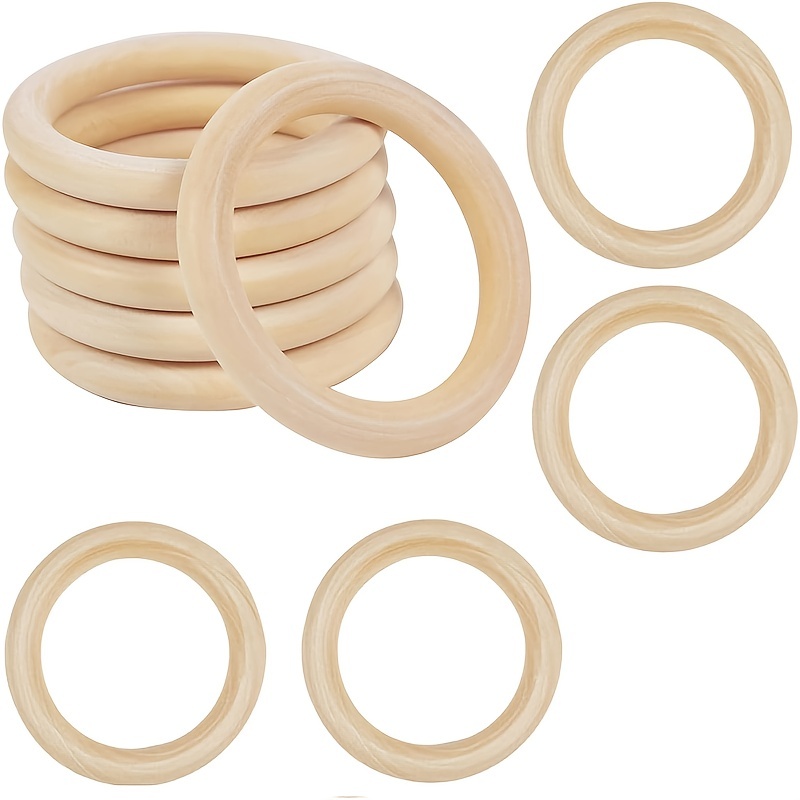 20 Pack Unfinished Natural Wood Rings for Crafts, Macrame Projects, Jewelry Making, DIY Pendant Connectors (2.2 in)