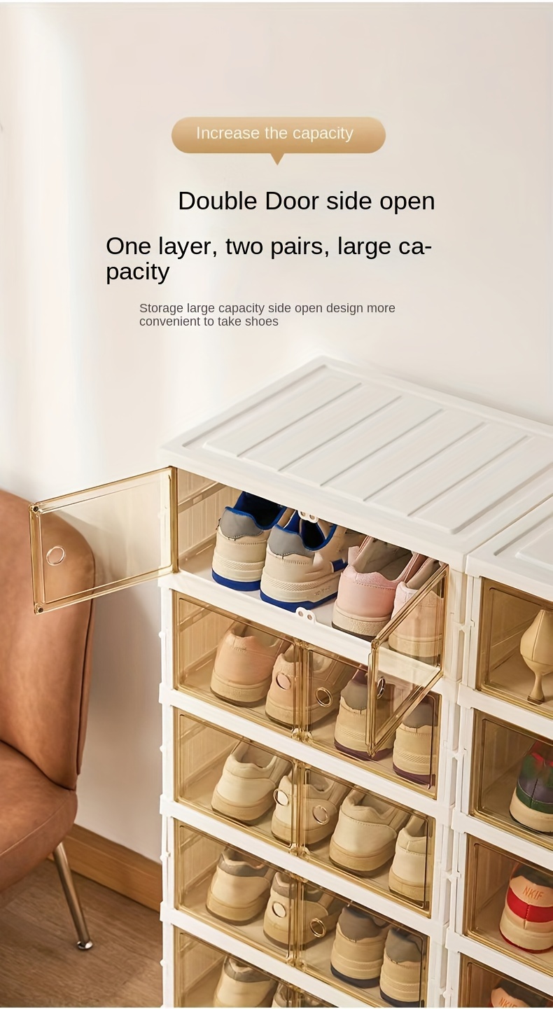 SIMPLGIRL Zapatero plegable de 6 niveles para armario, 12 pares de zapatero  de plástico, caja de almacenamiento plegable para zapatos, cajas de