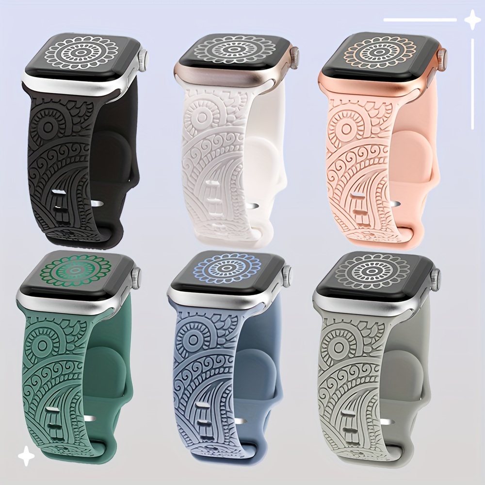 Designer Band with Charms Decor Compatible with Apple Watch Band 38mm 40mm  41mm 42mm 44mm 45mm 49mm Women Men, Stylish Silicone Sport Wristbands for  iWatch Series 8 7 6 5 4 3