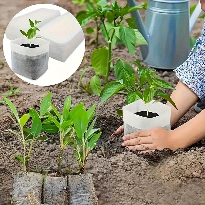 200 Sacchetti Per Piantine In Tessuto Non Tessuto 5,5x11,5 Cm - Vasi Biodegradabili Per Semi, Ortaggio, Fiori - Trapianto Facile, Ecologici, Per Giardinaggio
