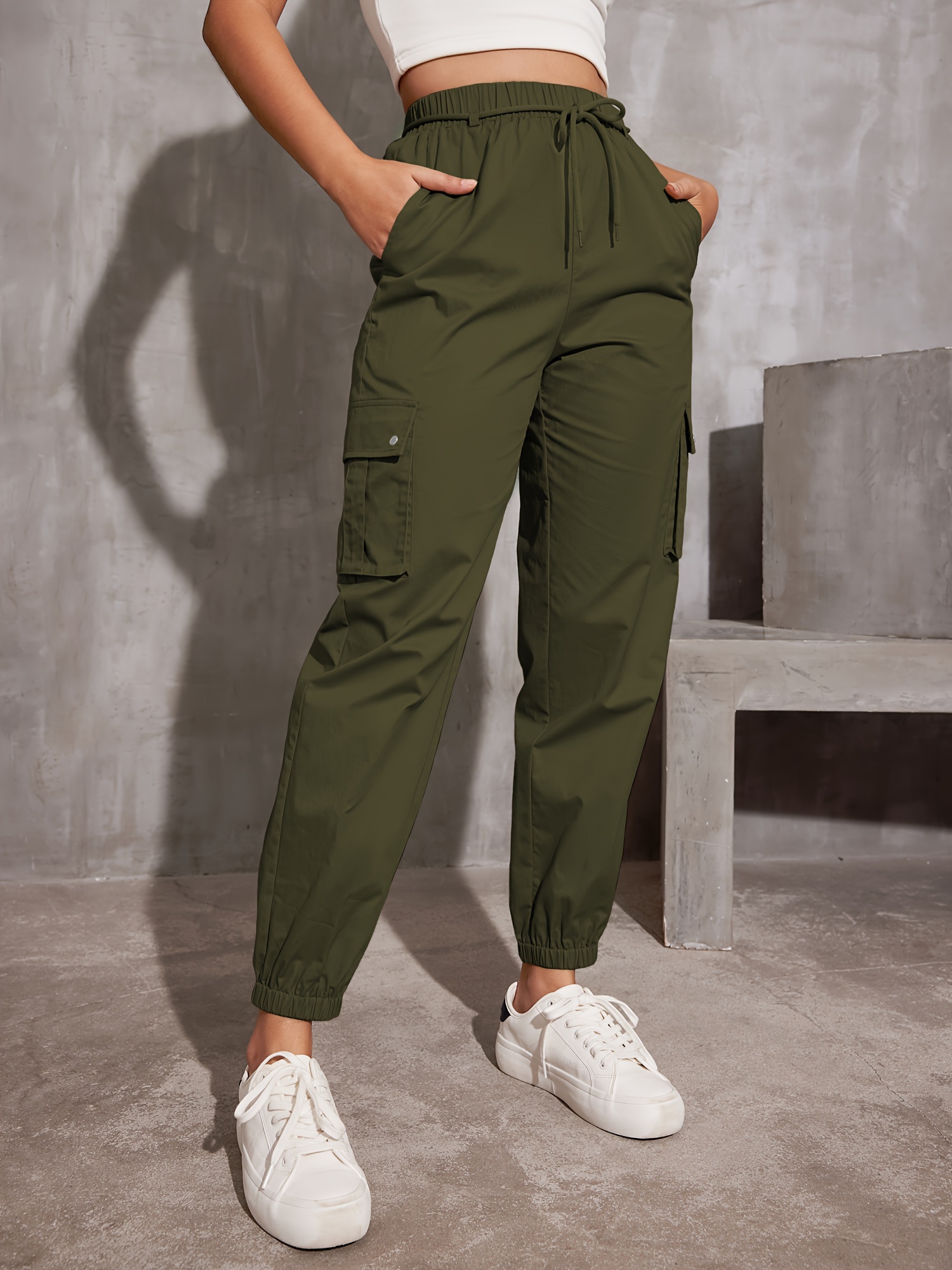 QUYUON Pull on Pants for Women Casual Loose Pockets Pants Fashion