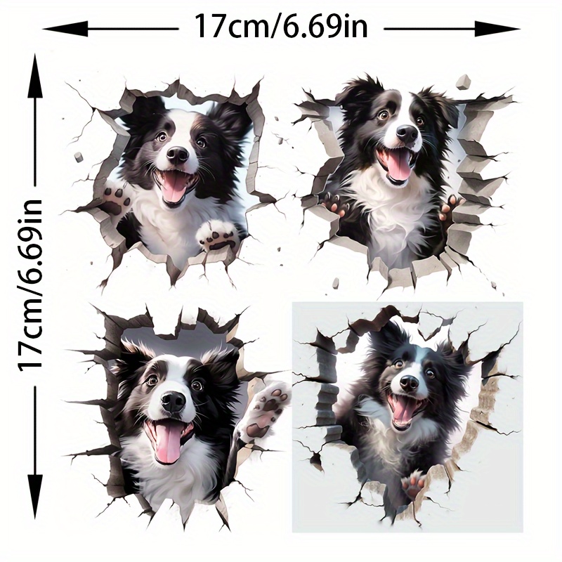 4in1 Border Collie Vinyl Sticker Border Collie Window Decal Funny Face  Waterproof Tractor Toys For Faces Skateboard Office Stickers - Temu