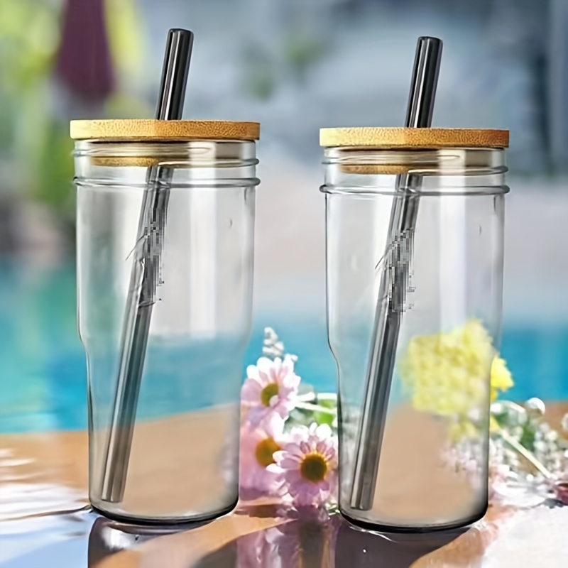 Japanese Origami Drinking Glass With Bamboo Lid And Straw, Portable Glass  Tumbler For Iced Coffee, Bubble Tea, And Summer Drinks, Perfect For Back To  School And Birthday Gifts - Temu