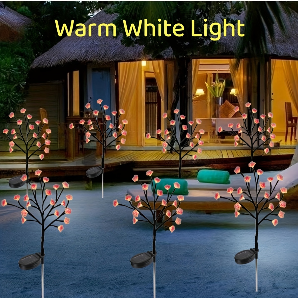 1pc solar flowers lights 20 led solar waterproof lights for outdoor pathway patio yard garden decoration for halloween christmas new year decoration details 2
