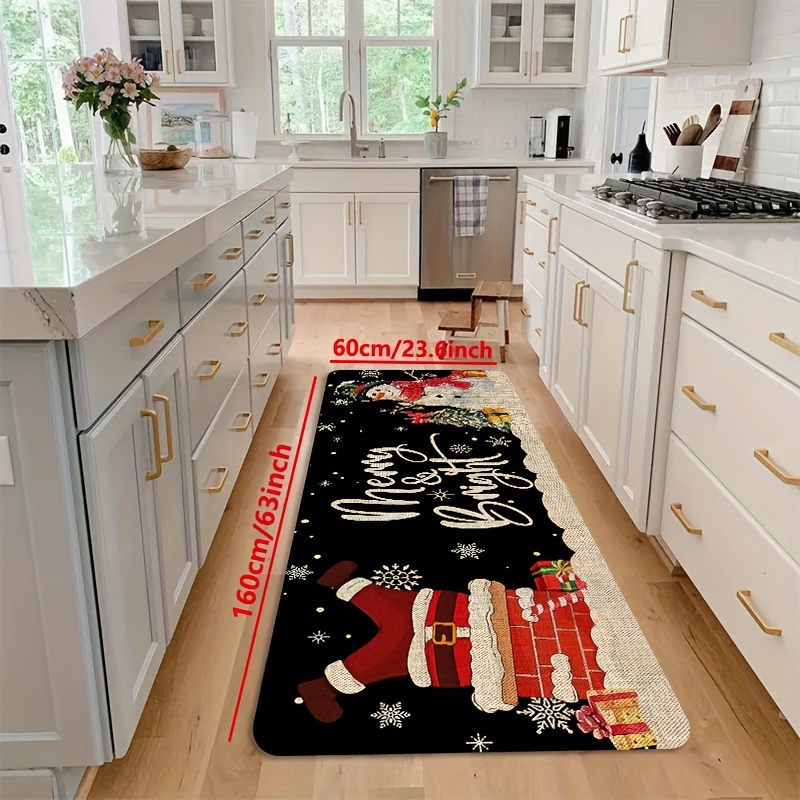 Christmas Tree Kitchen Rug Floor Mat Christmas Black And Red - Temu