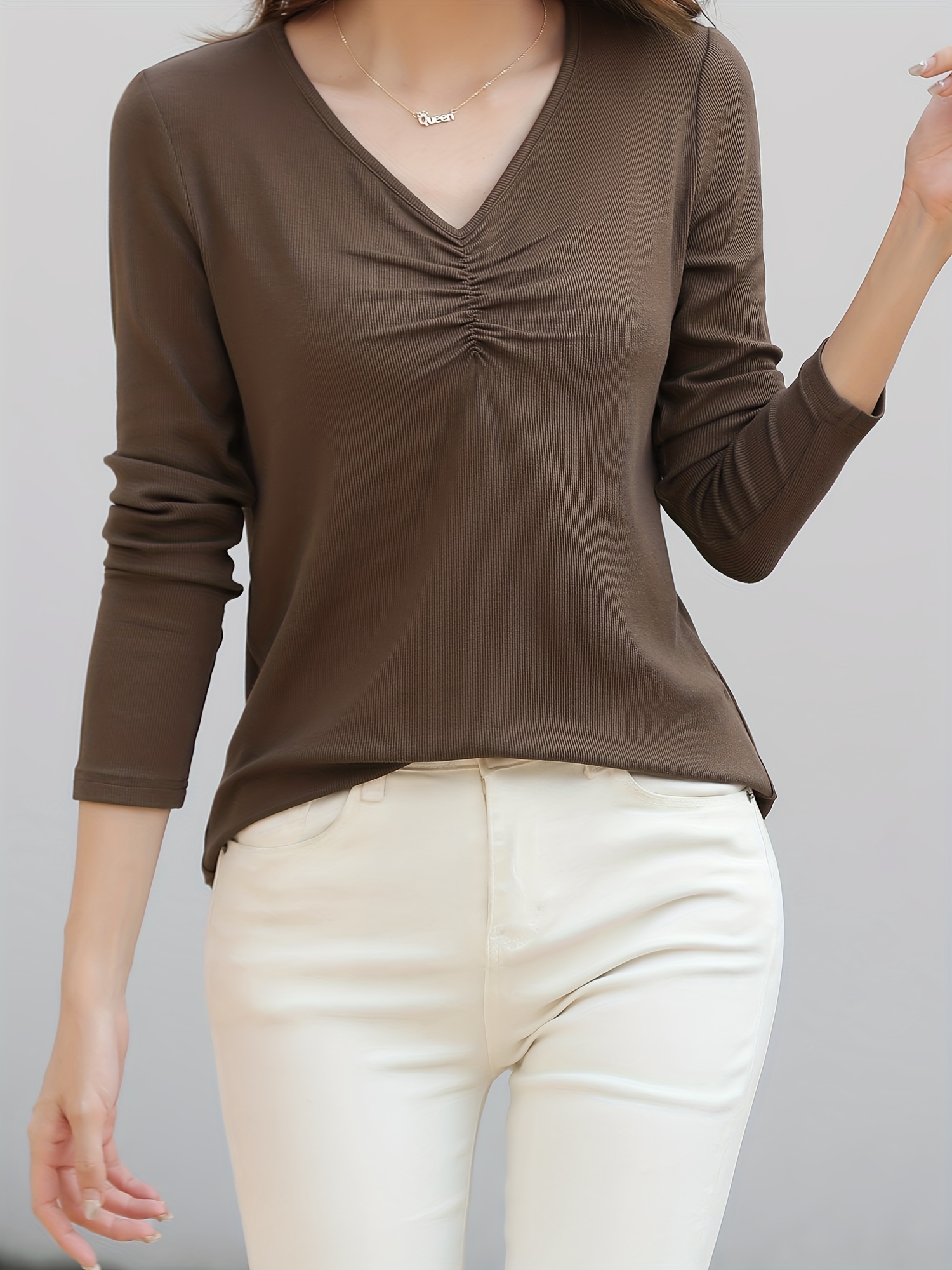 Long Sleeve T-shirts Women Spring Solid Korean Slim Fashion