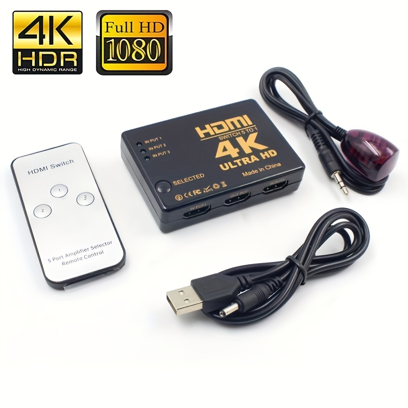 Connectique et chargeur console GENERIQUE HDMI Switch 4k GANA 3-Port HDMI  Splitter Cable Hdmi Câble Commutateur Prend en Charge 4K/1080P/3D Pour Xbox  / PS3 / PS4 / Apple