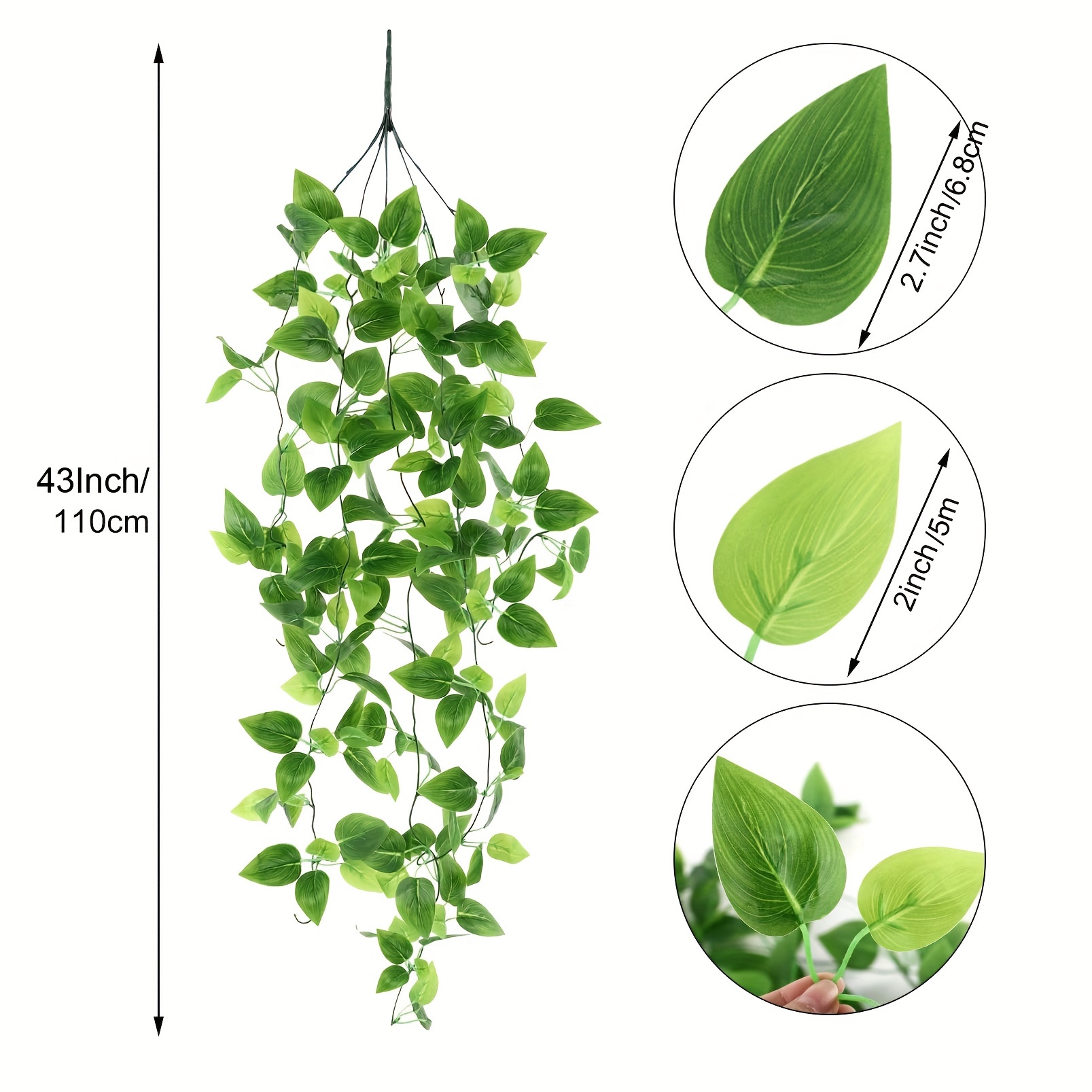 3pcs Artificial Hanging Plants, 3.6ft Fake Hanging Plant, Fake Ivy