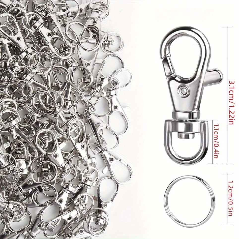 30pcs Metal Swivel Lanyard Snap Hooks and Split Key Rings Chain