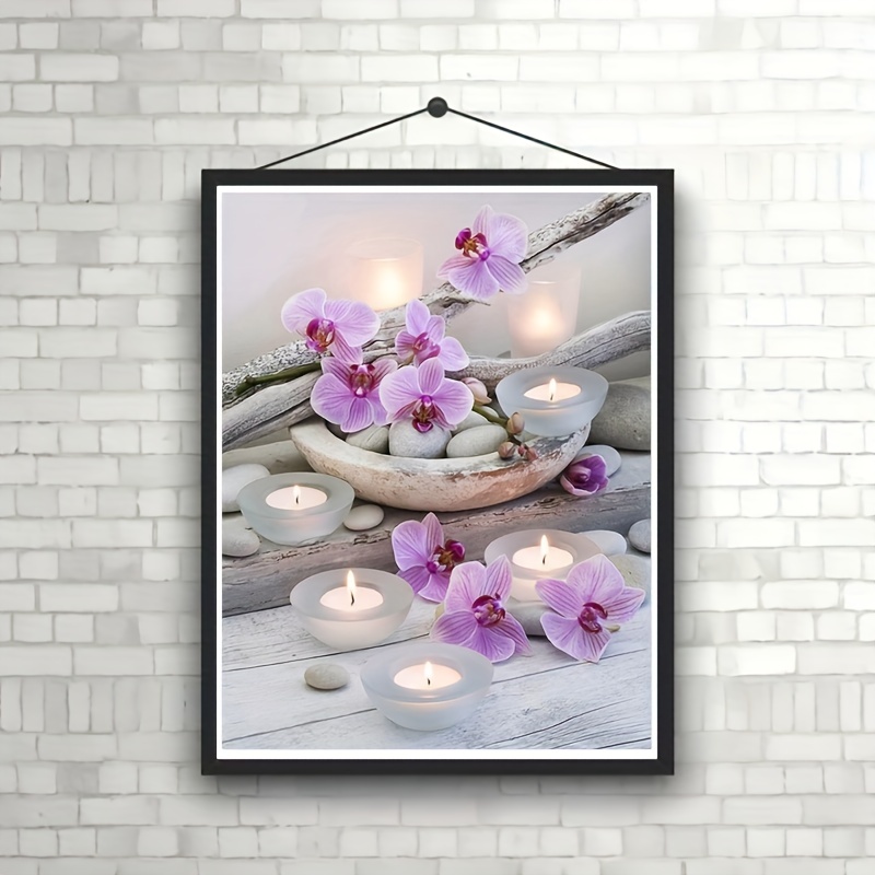 Pegatinas de pared de orquídeas púrpuras, decoración de dormitorio