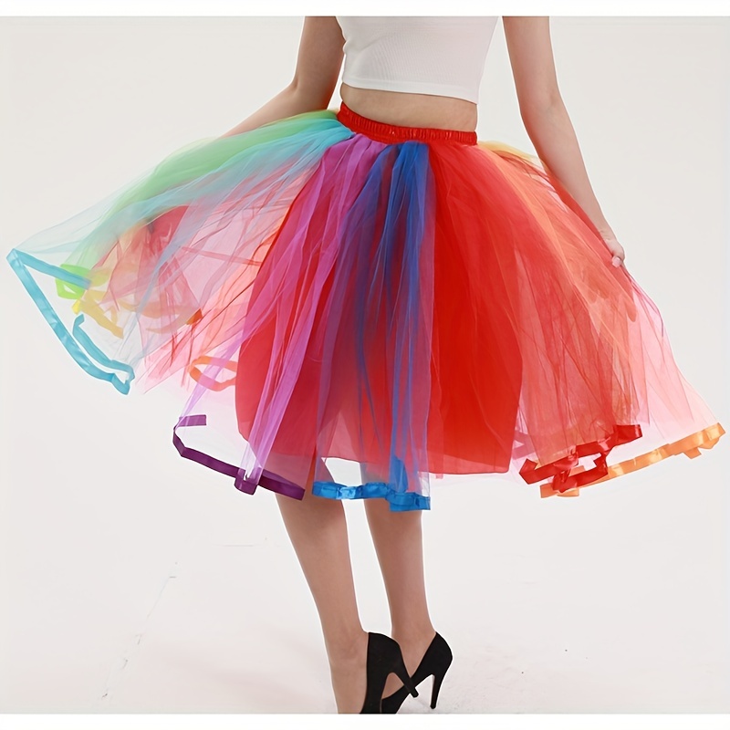 Rainbow Tutu Tulle Skirt Streamer Floor Length Formal Pride Fairytale  Wedding Bridal Costume Carnival you Choose Size Sisters of the Moon 