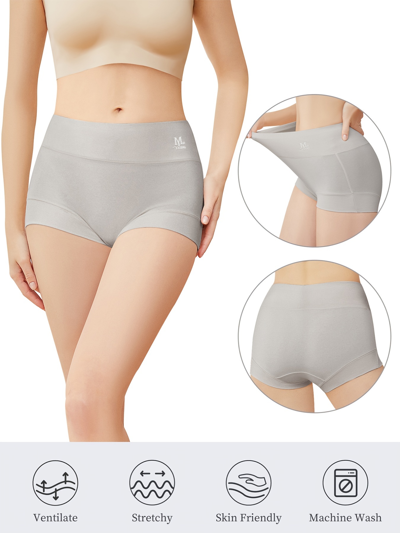 MEIYATING Boy Shorts Underwear for Women High Waisted Cotton Panties  Stretch Briefs 4 Pack, Grey-4 Pack, S : Buy Online at Best Price in KSA -  Souq is now : Fashion
