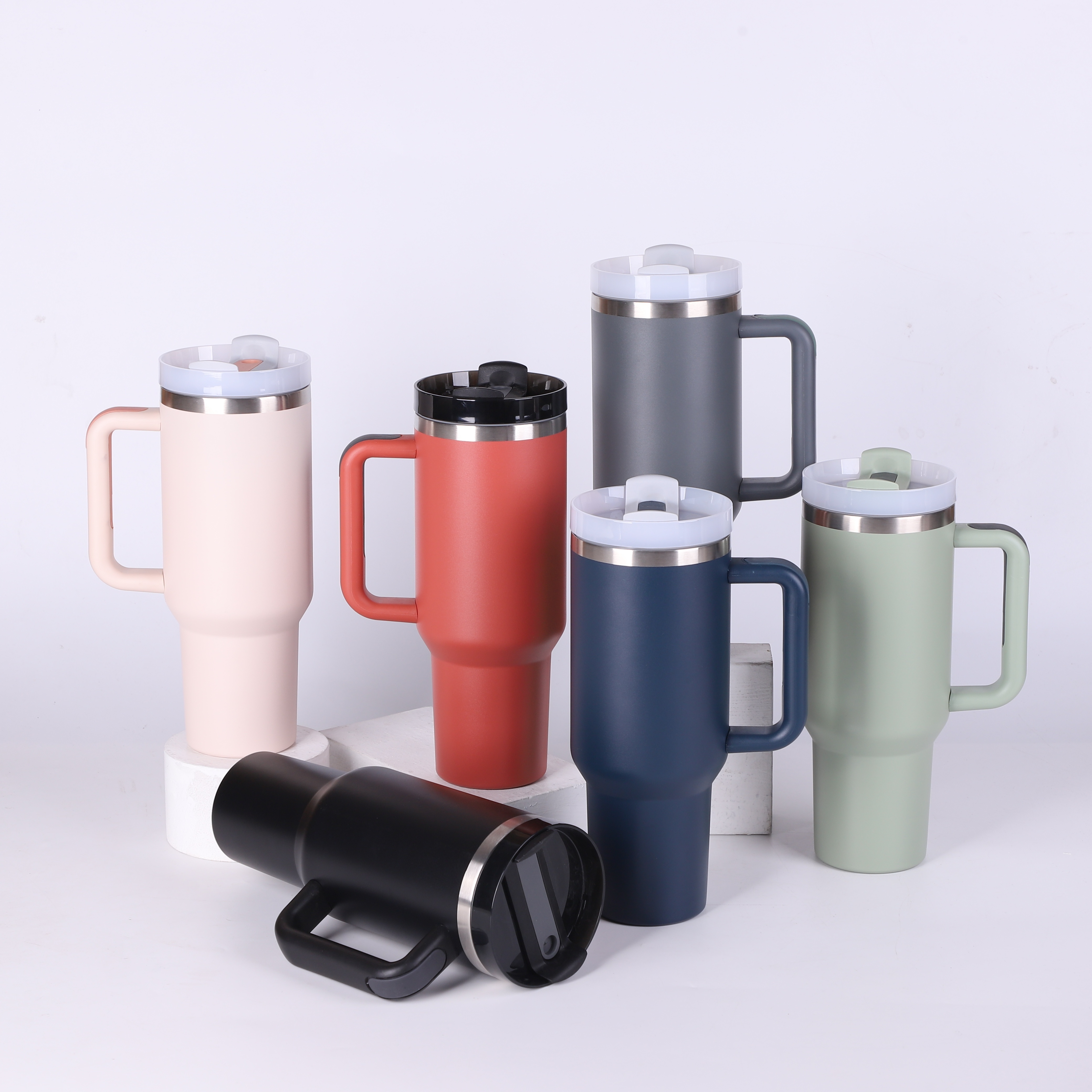 Insulated Stainless Steel Tumbler With Handle & Straw Lid, Portable  Reusable Travel Mug For Iced Coffee - Temu