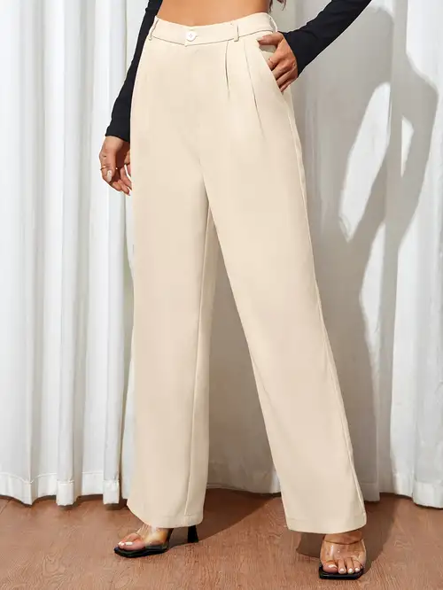 Slant Pockets Wide Leg Pants, Business Casual Loose Pants For Work &  Office, Women's Clothing - Temu Italy