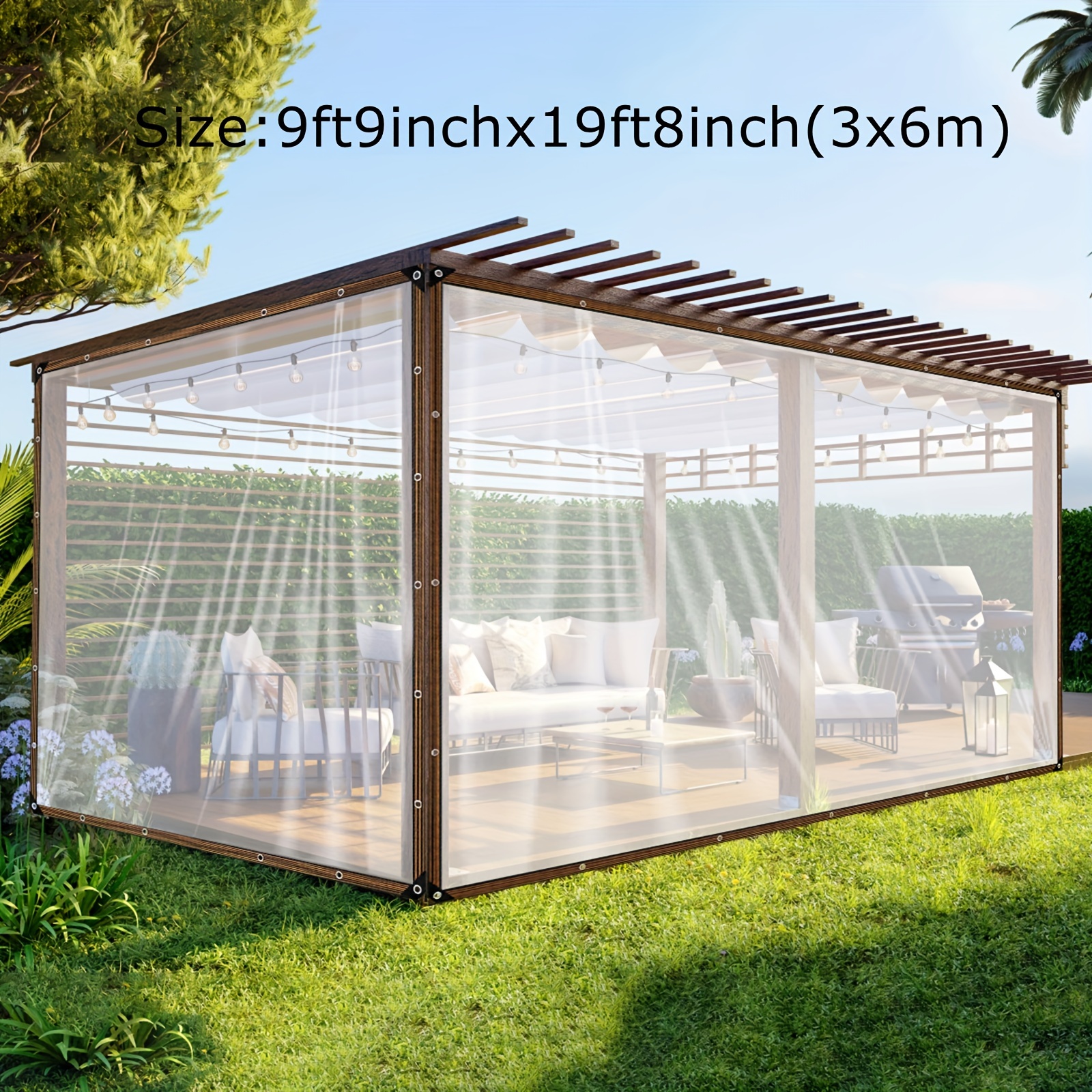  ZXCVASDF Lona impermeable transparente de 0.012 in de grosor,  cubierta de lona transparente con ojales, lona multiusos, impermeable,  antidesgarros, para invernadero, balcón, exterior, personalizable, 4.9 x  14.8 ft/4.9 x 14.7 pies 