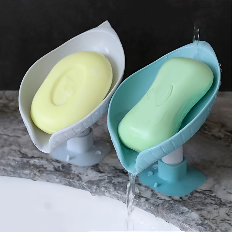 Leaf Shaped Soap Dish, Suction Cup Soap Tray, Self Draining Soap Holder,  Soap Rack For Bathroom, Household Soap Storage Rack, Bathroom Accessories -  Temu