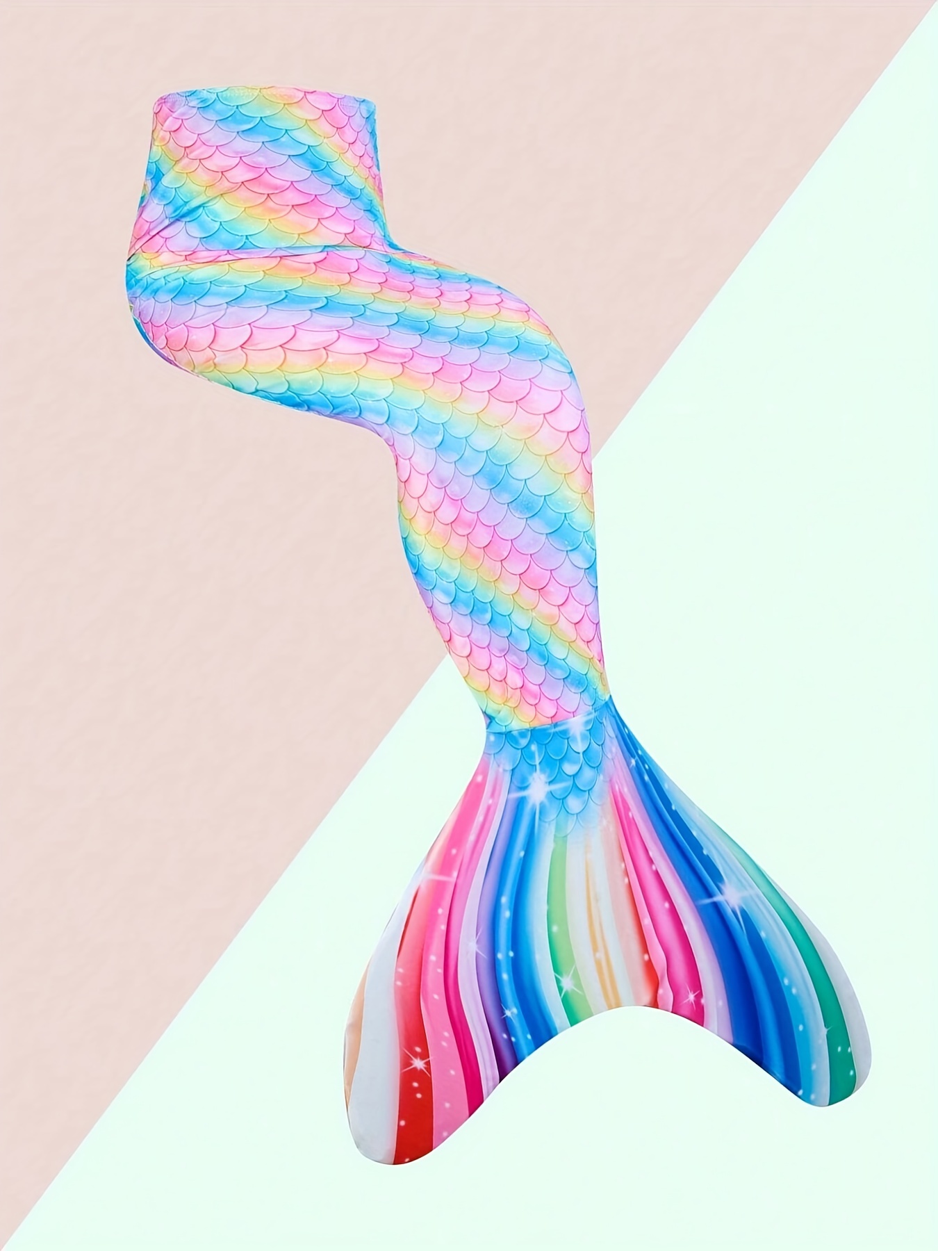 Girl's Mermaid Tail Swimsuit Tie Dye Fish Scale Pattern