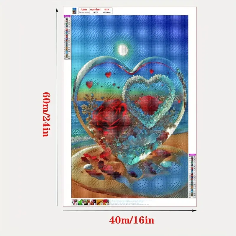 1pc 5d Diamond Painting Kits Heart Text Full Round - Temu